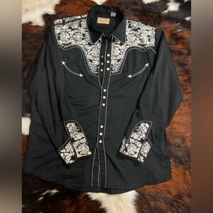 Scully Black Shirt with Elegant Embroidery
